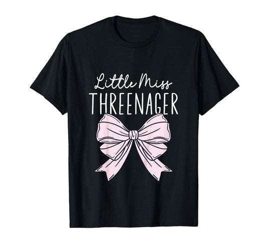 Kids Little Miss Threenager Threenager Girl Birthday 3 Years T-Shirt