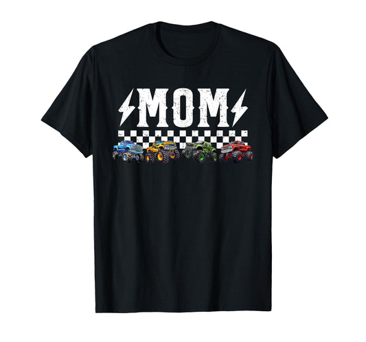 Mom Retro Monster Truck Family Crew Birthday Matching T-Shirt
