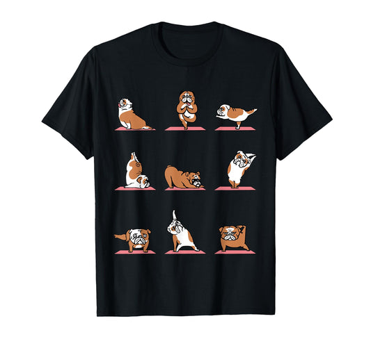 English Bulldog Yoga Puppy Yoga Poses and Meditation T-Shirt T-Shirt