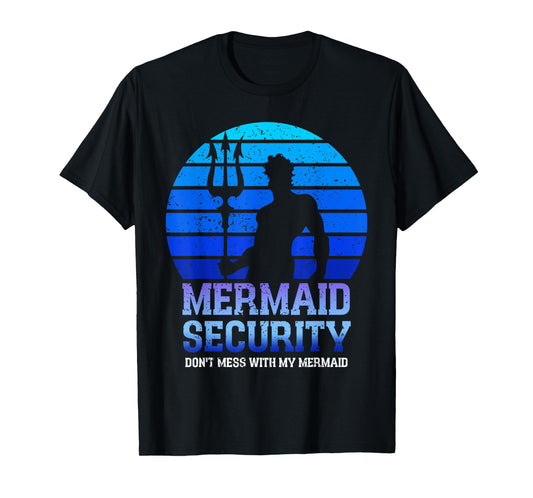 Vintage Mermaid Security Bday Costume Merman Birthday Party T-Shirt