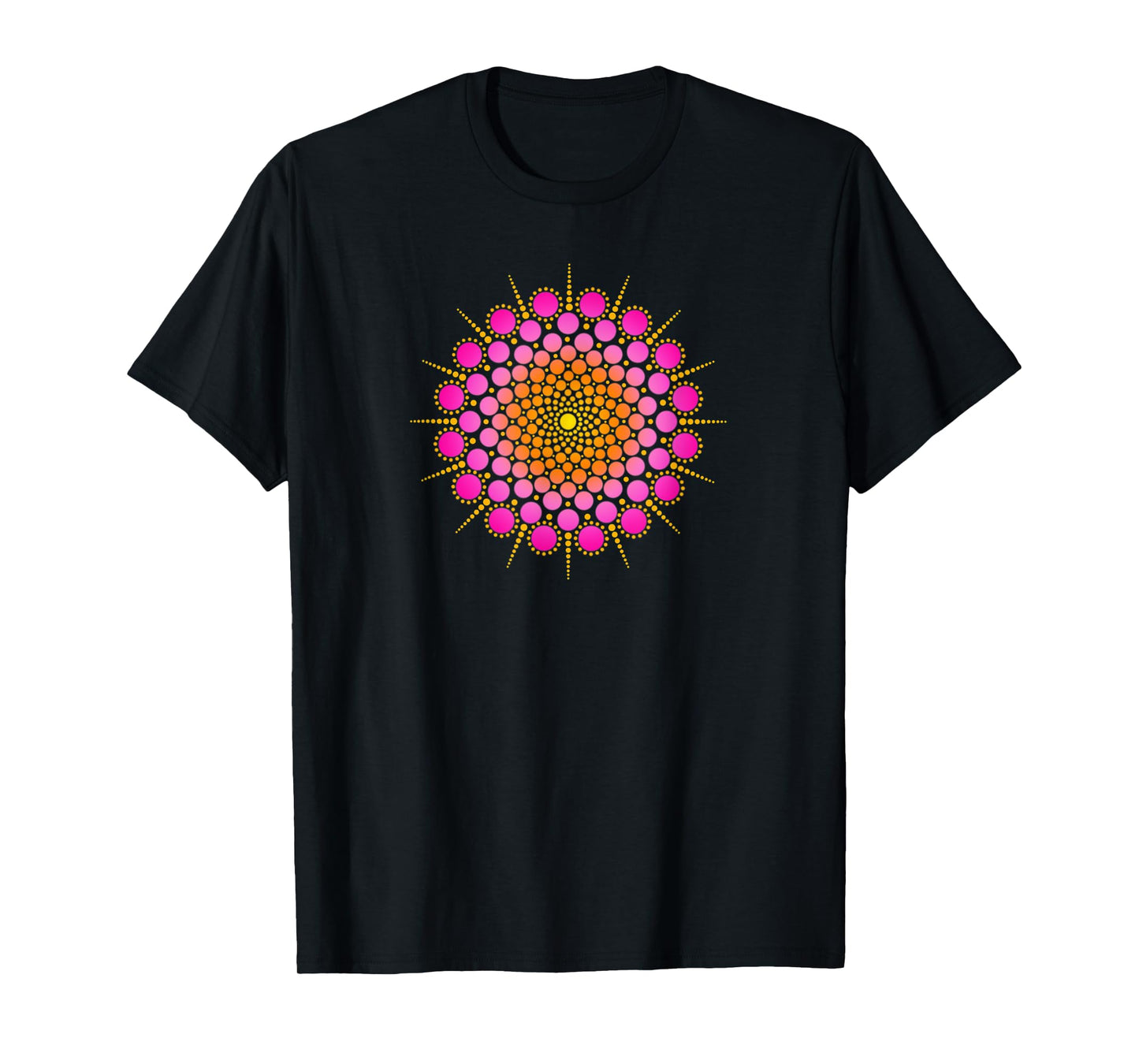 Zen Yoga Meditation Mehndi Dot Mandala Pink Orange Yellow T-Shirt