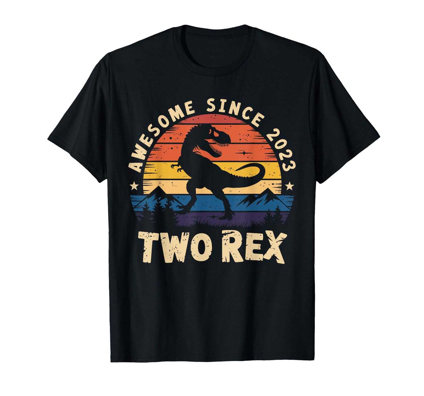 Two Rex 2nd Birthday Bday Boys Second Dinosaur 2 Year Old T-Shirt