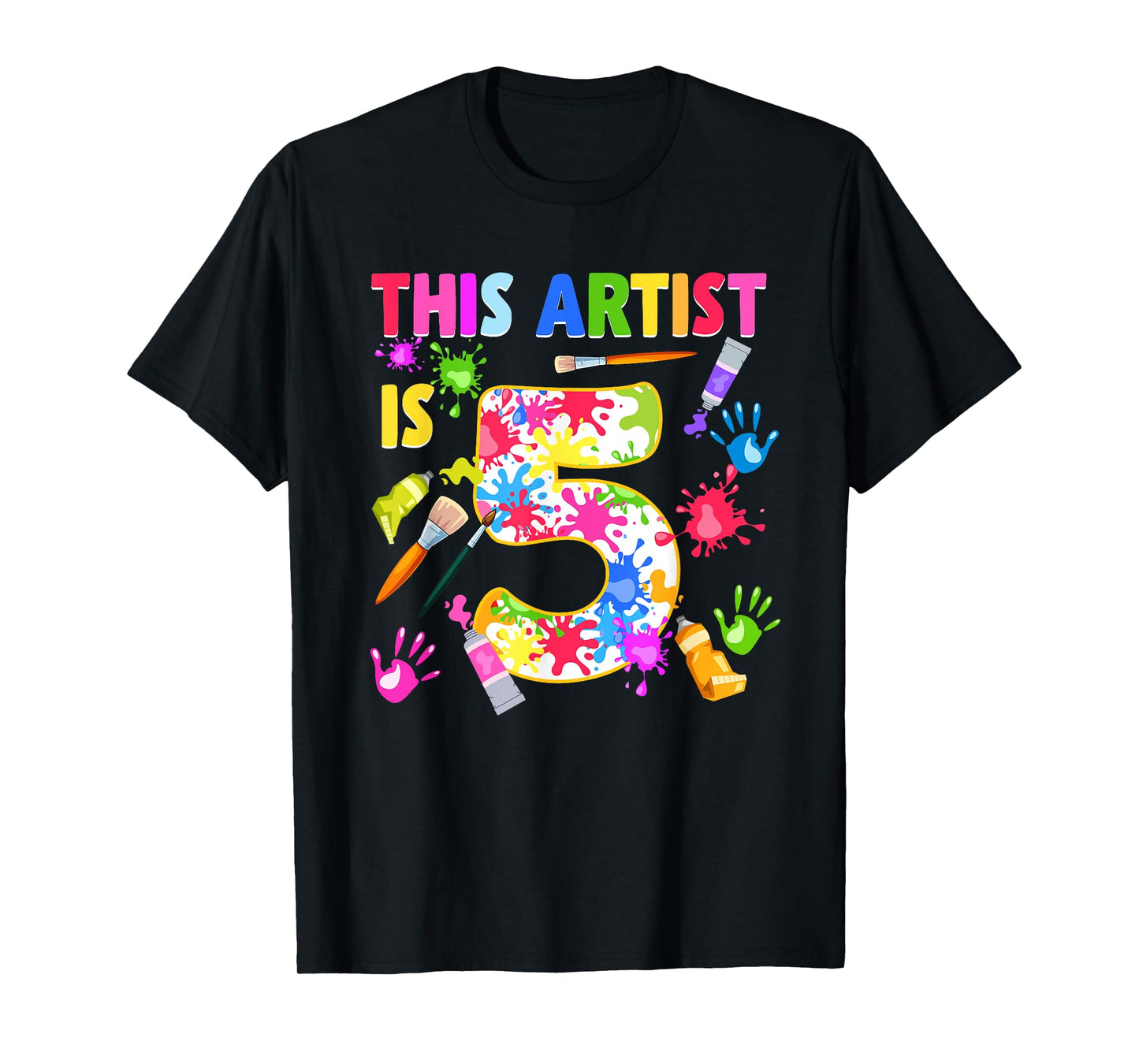 This Artist Is 5 Year Old Birthday 5th Painting Art Party T-Shirt