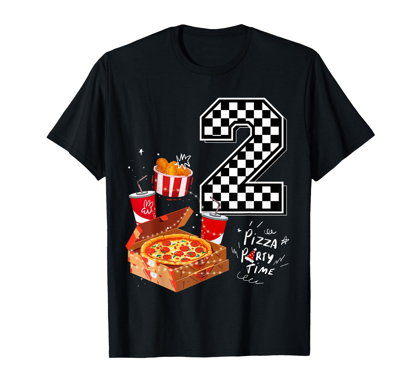 Kids Funny Pizza Lover 2nd Birthday Crew 2 Years Old Matchin T-Shirt