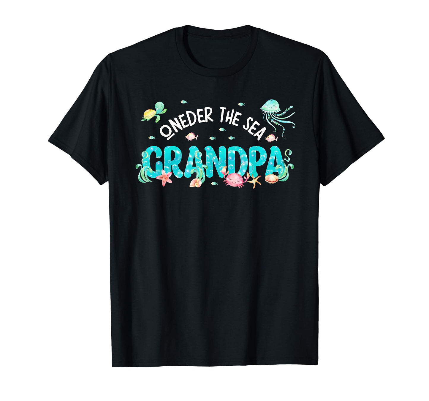 Mens Under Sea Grandpa Birthday Girl Boy Matching Family Party T-Shirt
