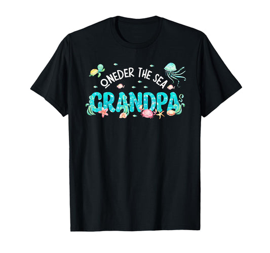 Mens Under Sea Grandpa Birthday Girl Boy Matching Family Party T-Shirt