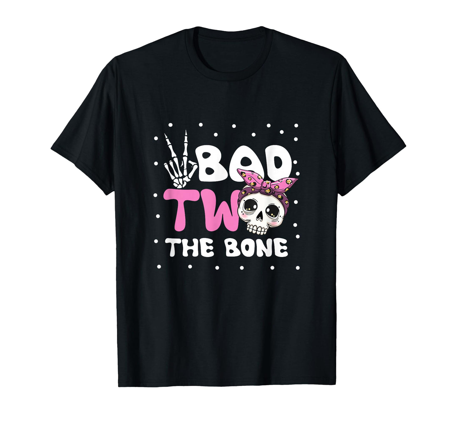 Bad Two The Bone Toddler Halloween 2nd Birthday Checkered T-Shirt