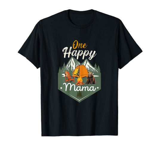 One Happy Mama Camper Birthday Family Bear Matching Mom T-Shirt