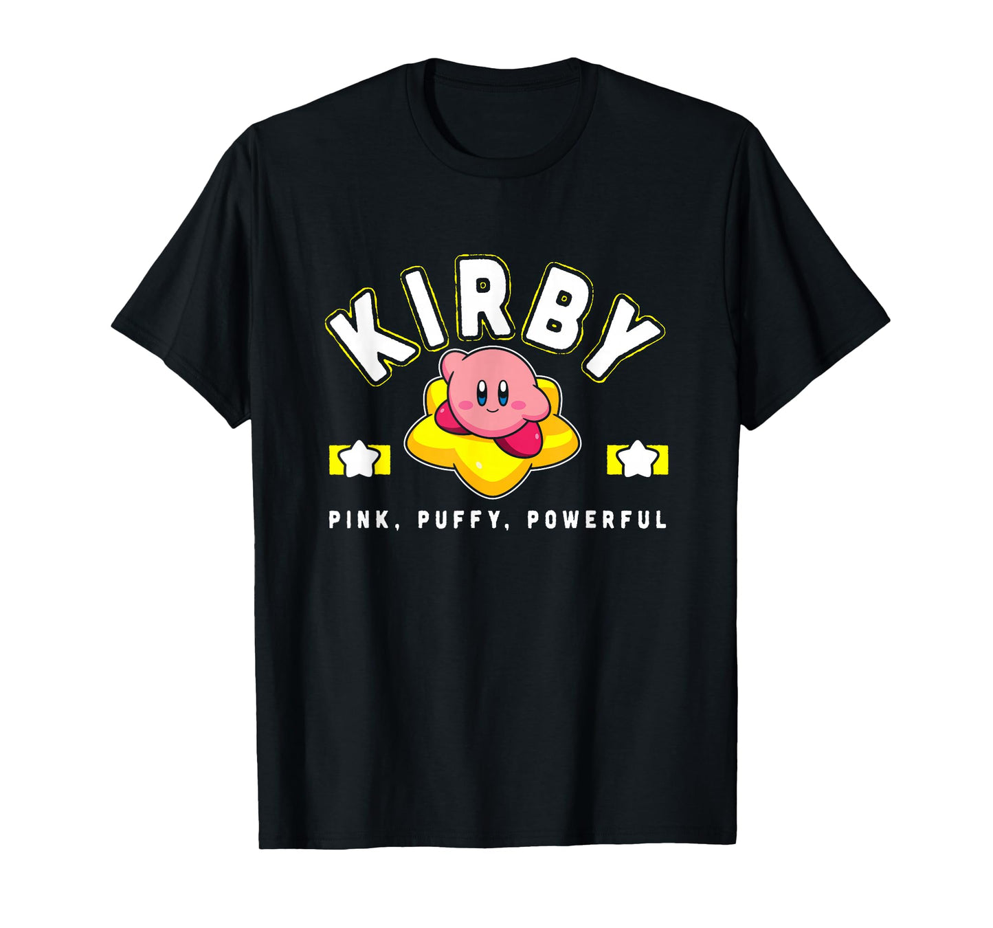 Kirby Pink Puffy Powerful Star Frame Varsity T-Shirt