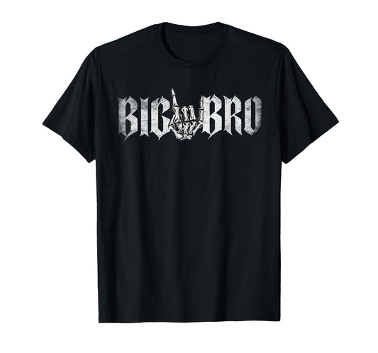 Big Bro Rock On Skeleton Hand Rock & Roll Music Band Brother T-Shirt