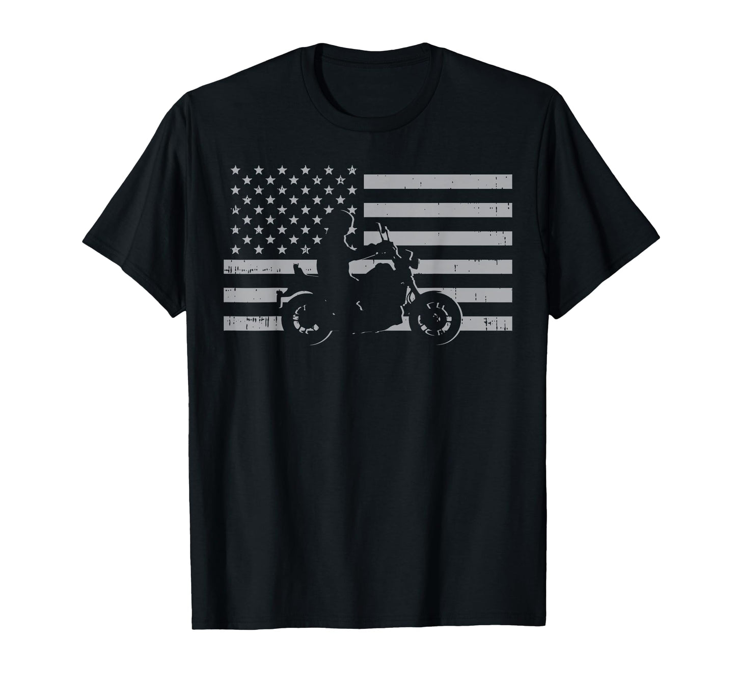Motorcycle US Flag Biker Motorbike Men Women Kids Teen Youth T-Shirt