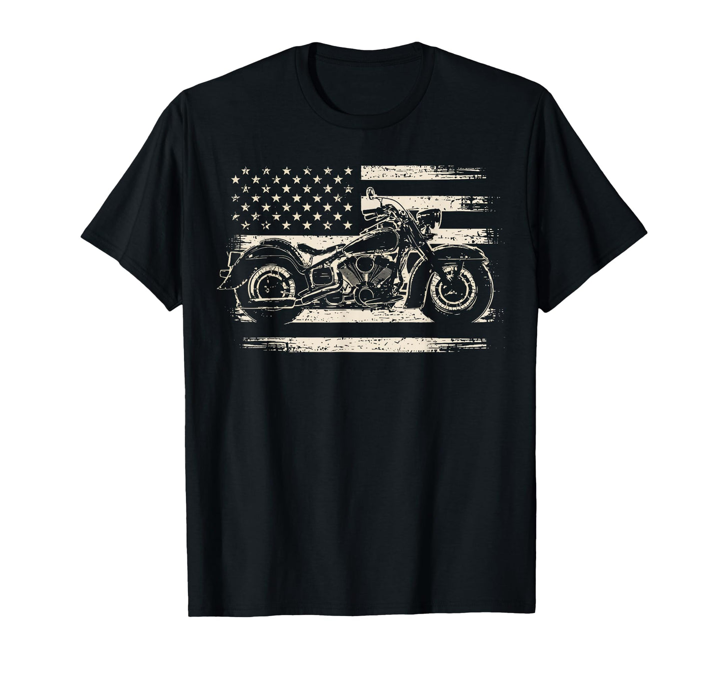 Cool Motorcycle Biker Retro Motorcycle USA Flag Men Rider T-Shirt