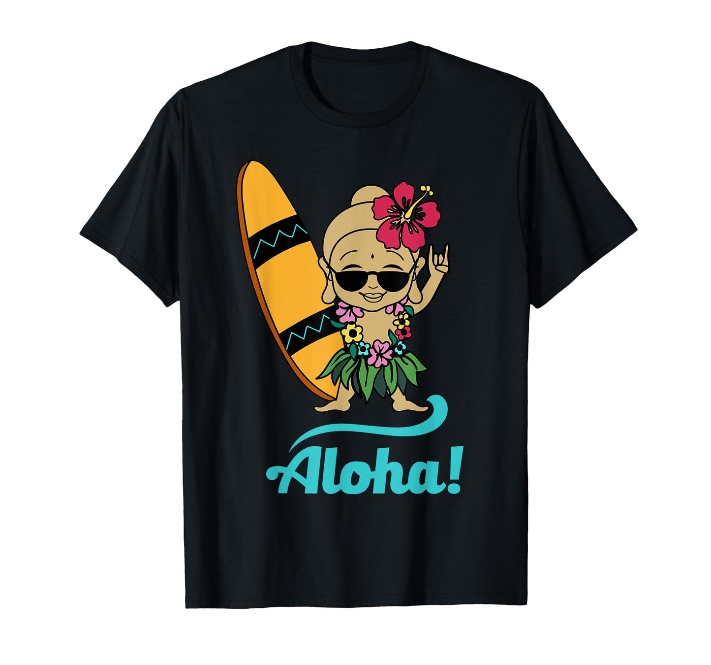 Hawaiian Surfing Buddha Aloha Hawaii Beach Yoga T-shirt T-Shirt