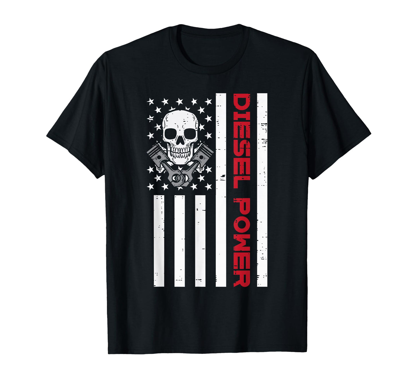 Truck Diesel Power US Flag Skull Patriotic Men Women Kids T-Shirt