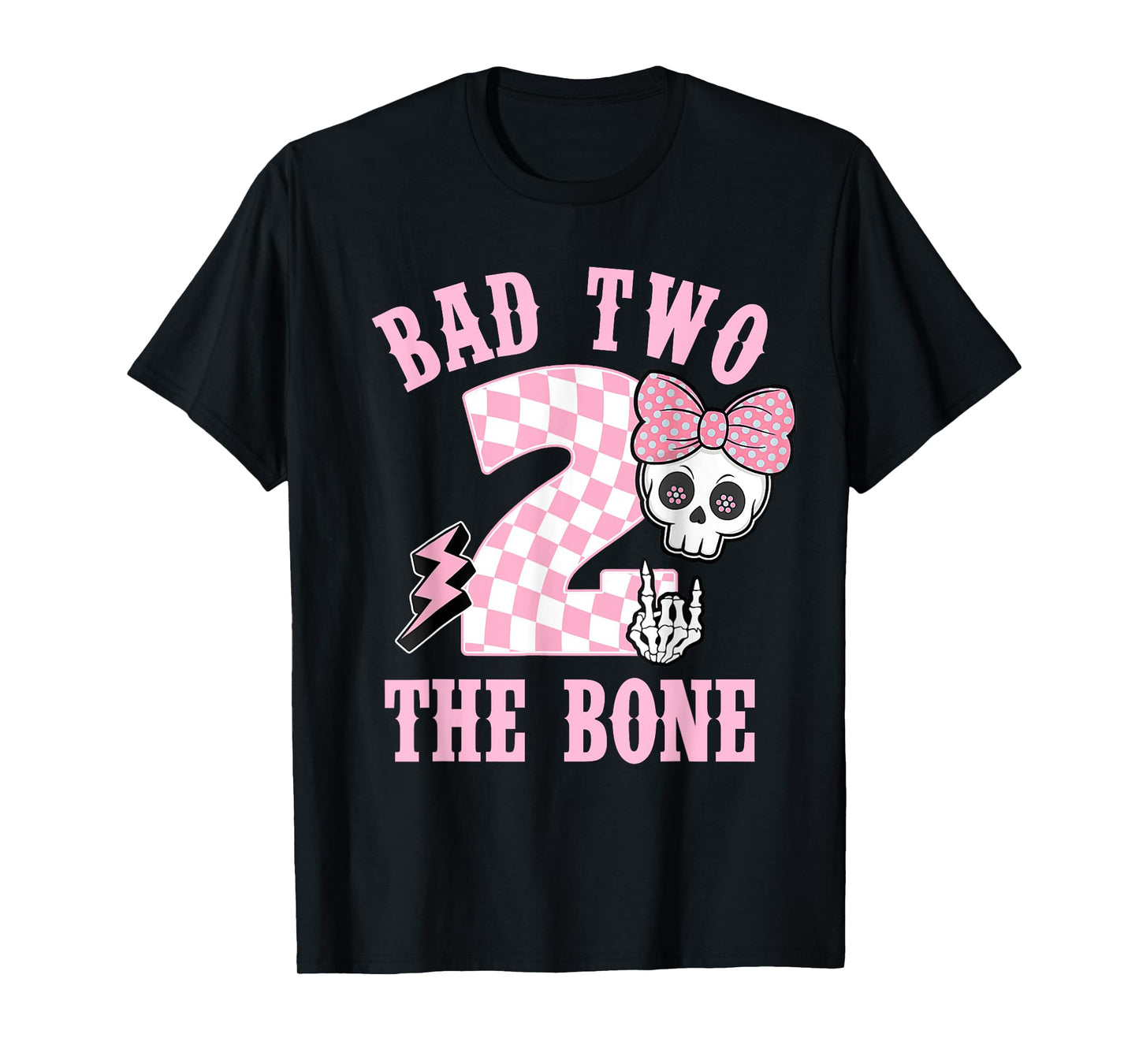 Bad Two The Bone Party Decorations 2 Years Old Birthday Kids T-Shirt