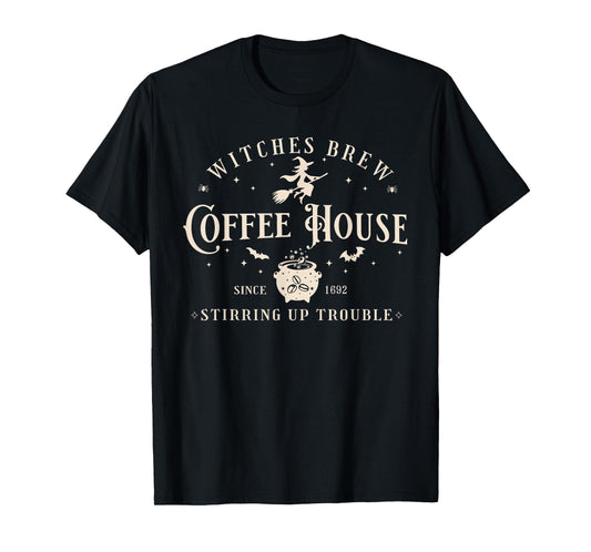 Vintage The Witches Brew Coffee House Est 1692 Halloween T-Shirt
