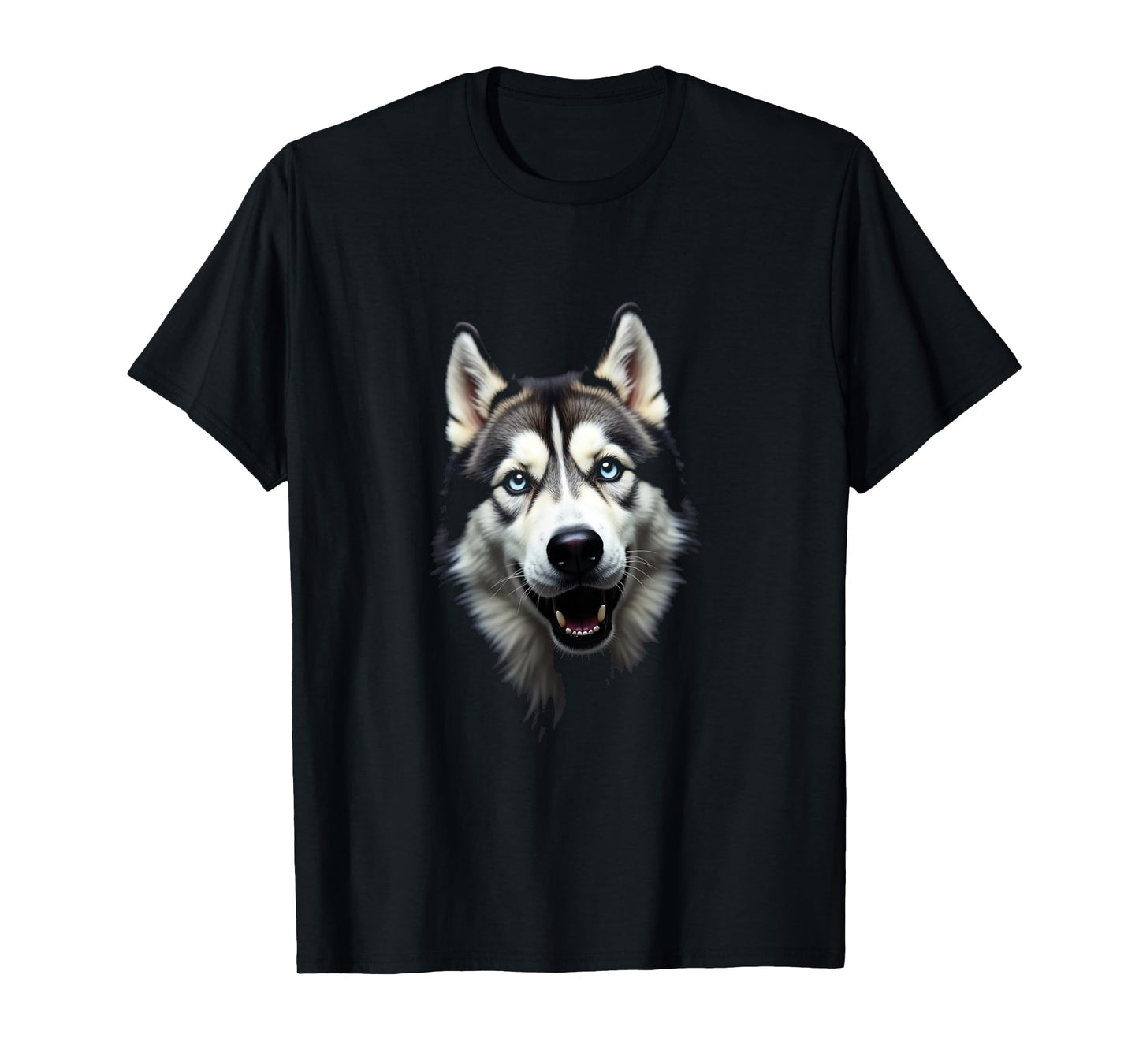 Black Siberian Husky Dog Husky Face T-Shirt
