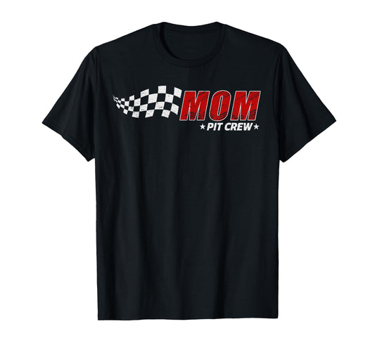 Mom Pit Crew Race Car Birthday Family Matching Pit Crew T-Shirt