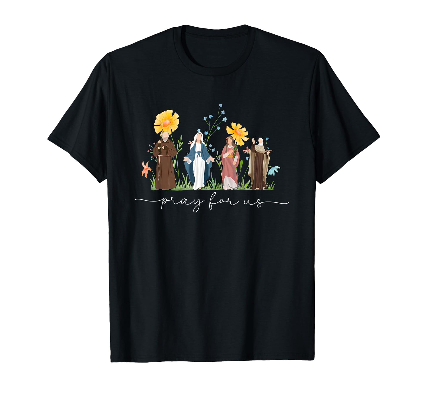 Catholic Saints Floral Women Religious Men Women Kids T-Shirt
