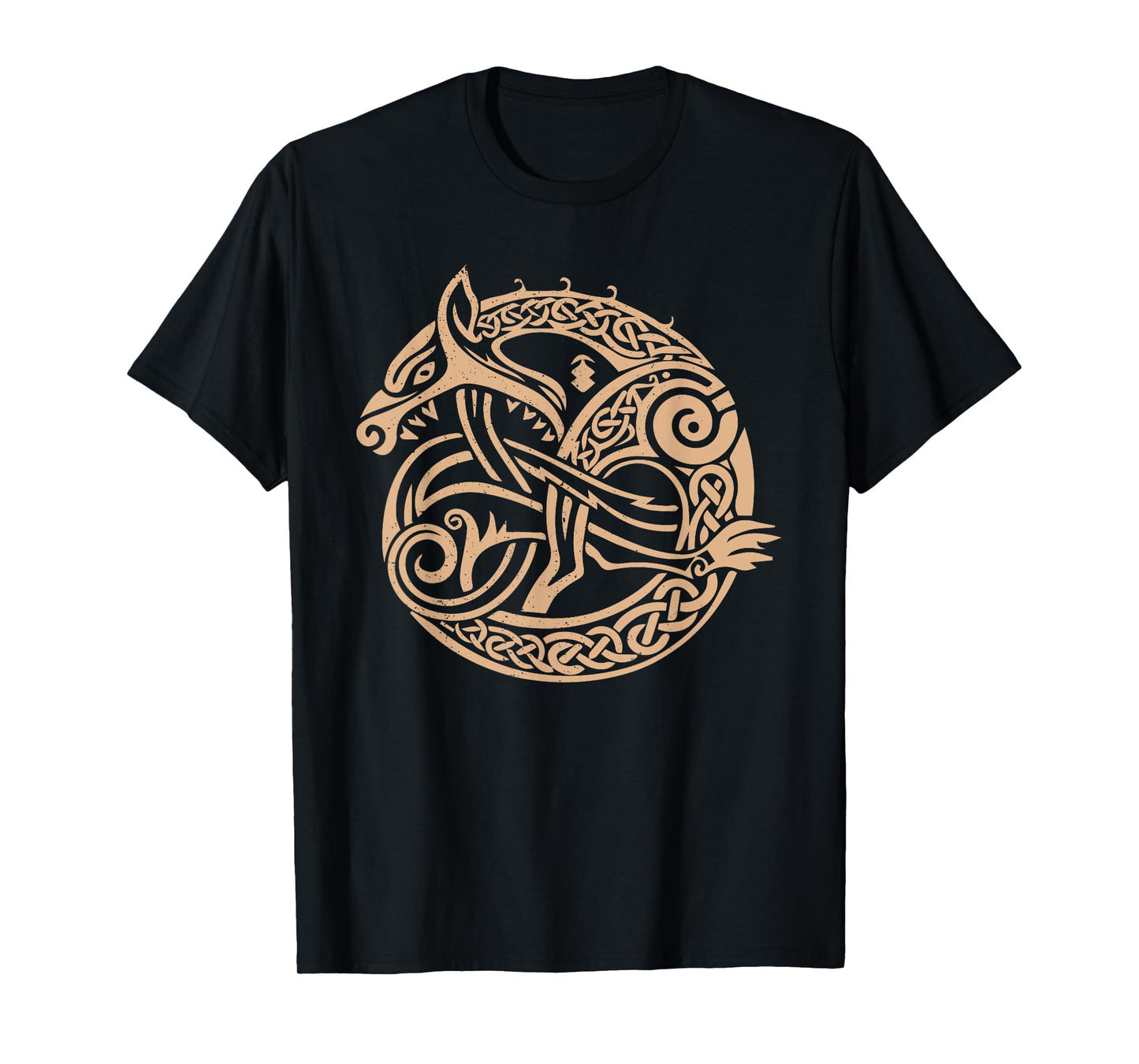 Nordic Tribal Fenrir the Wolf Viking Symbol Beige T-Shirt