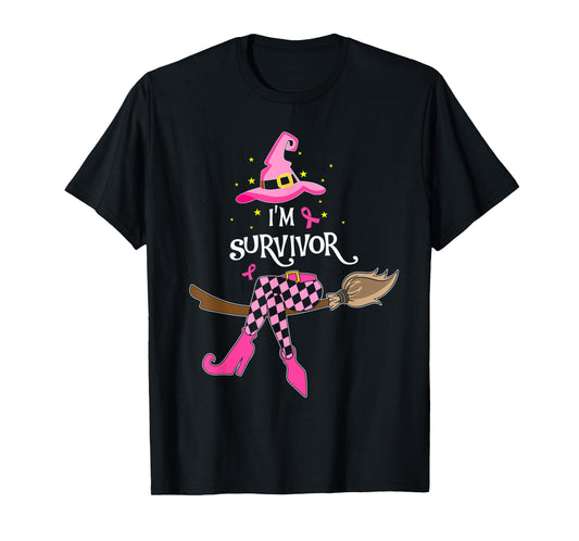 Witch Im A Survivor Halloween Breast Cancer Awareness Women T-Shirt
