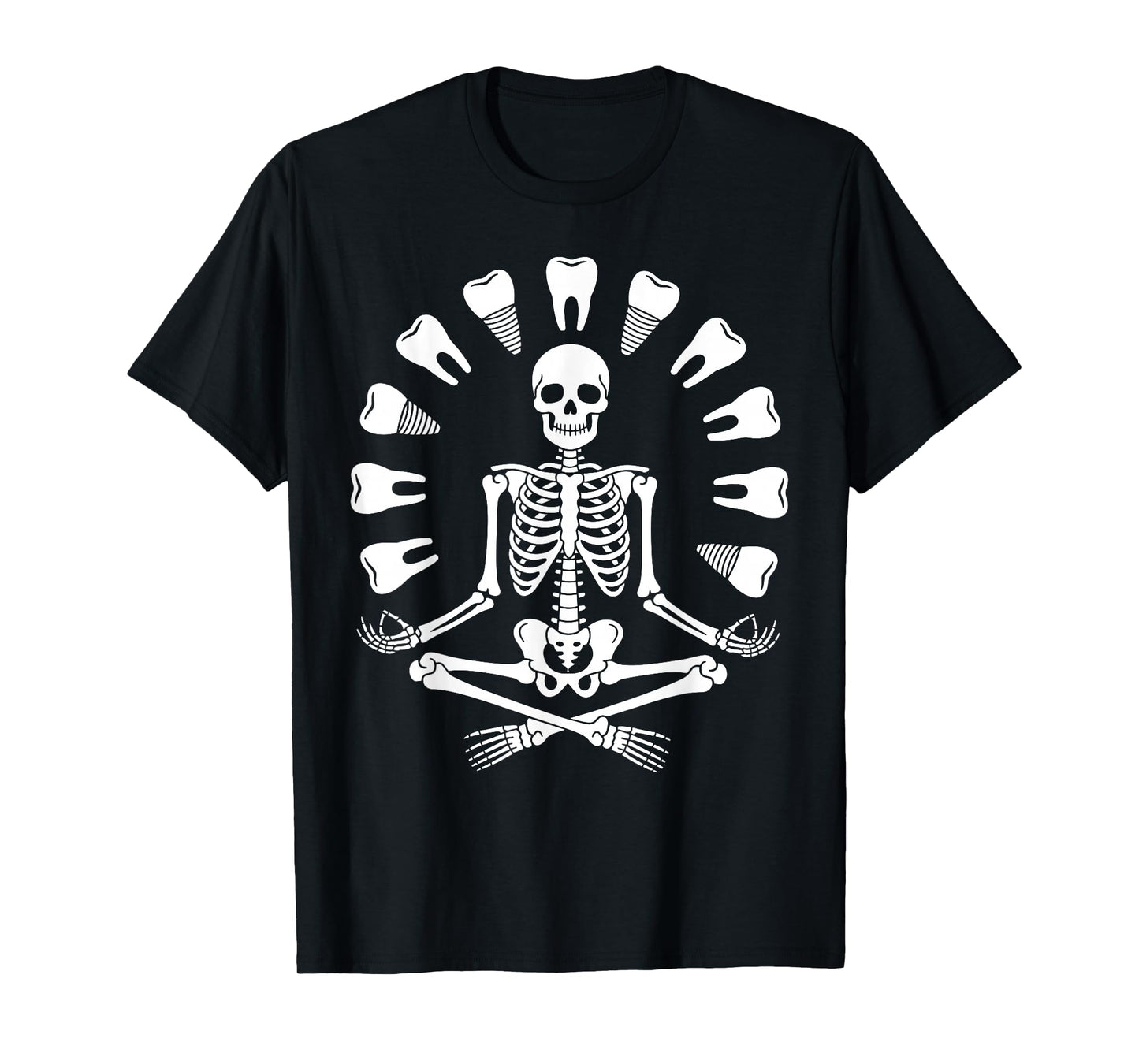 Funny Skeleton Yoga Dentist Tooth Dental Hygienist Halloween T-Shirt