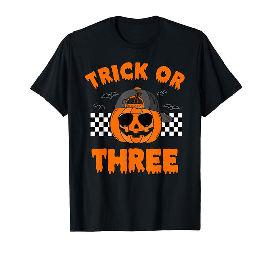Trick or Three Pumpkin Halloween 3rd Birthday Boy 3 Years T-Shirt