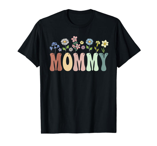 Mommy Gifts Women Wildflower Floral Design Mommy T-Shirt