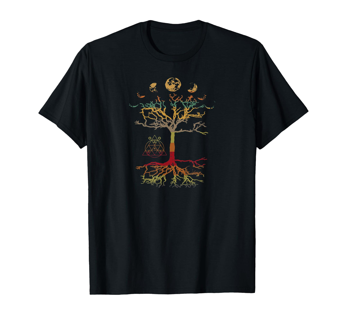 Phases of the Moon Tree of Life Retro Hippie T-Shirt