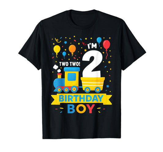 Two 2yr 2nd Kids Boys Girls Train Birthday Boy 2 Years Old T-Shirt