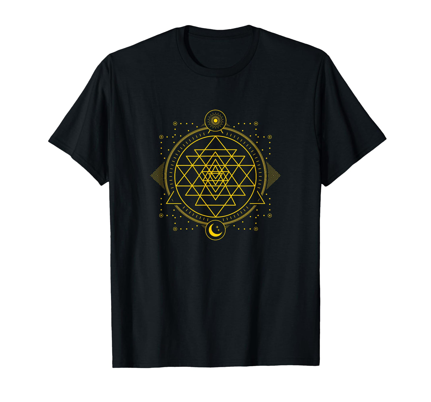 Sri Yantra Geometry Chakra Sun and Moon T-Shirt