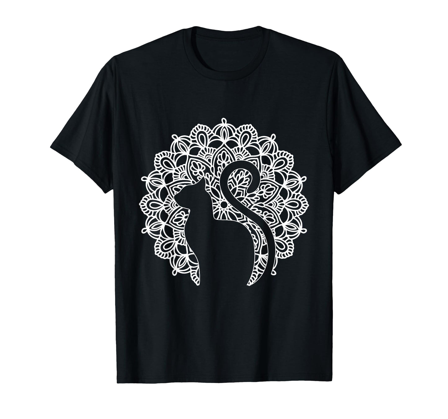 Cat Shirt Zen Cat Print Tee Mandala Shirt Yoga T-Shirt