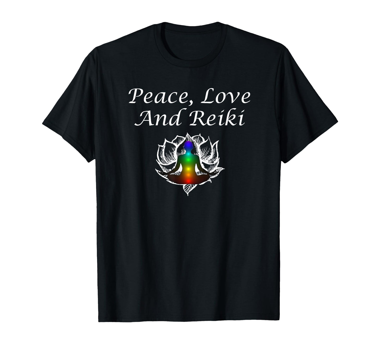 Wrinkled Hippie Peace Love And Reiki Lotus Meditation Chakra Gift T-Shirt