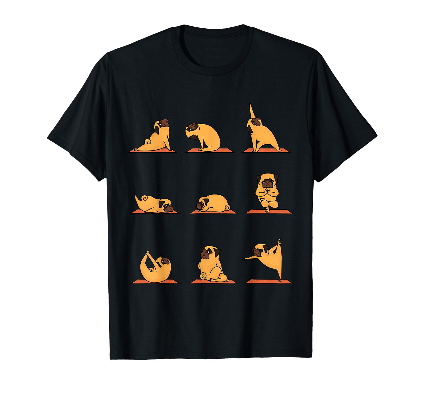 Yoga Puppy Yoga Pug Poses and Meditation Funny Pug Gift T-Shirt
