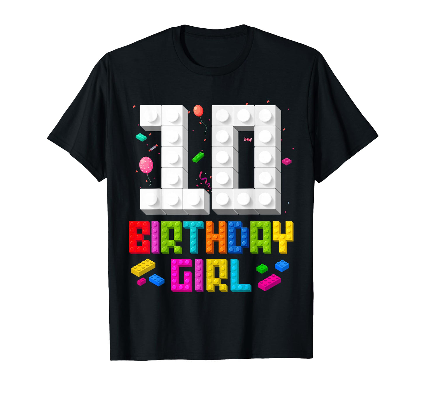 10th Birthday Girl Master Builder 10 Year Old Building Block T-Shirt