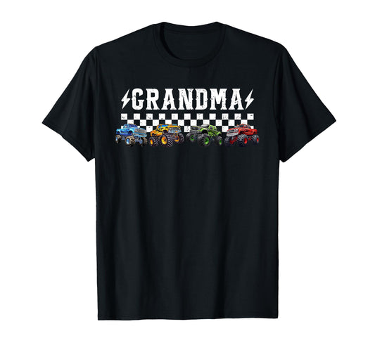 Grandma Retro Monster Truck Family Crew Birthday Matching T-Shirt