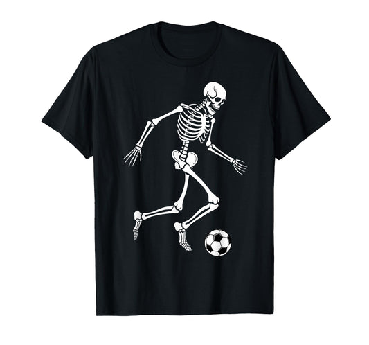 Soccer Skeleton Playing Soccer Halloween Skull Lover T-Shirt