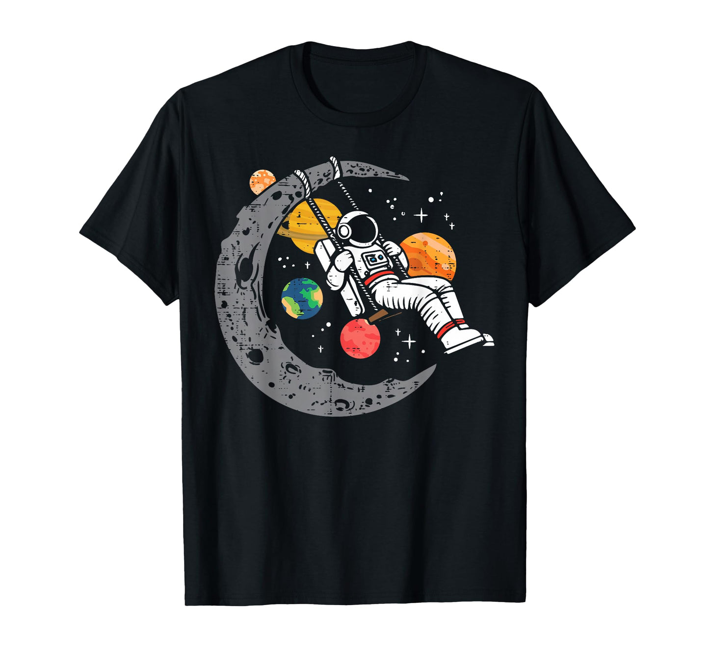 Astronaut Moon Swing Planets Space Galaxy Women Kids Men T-Shirt