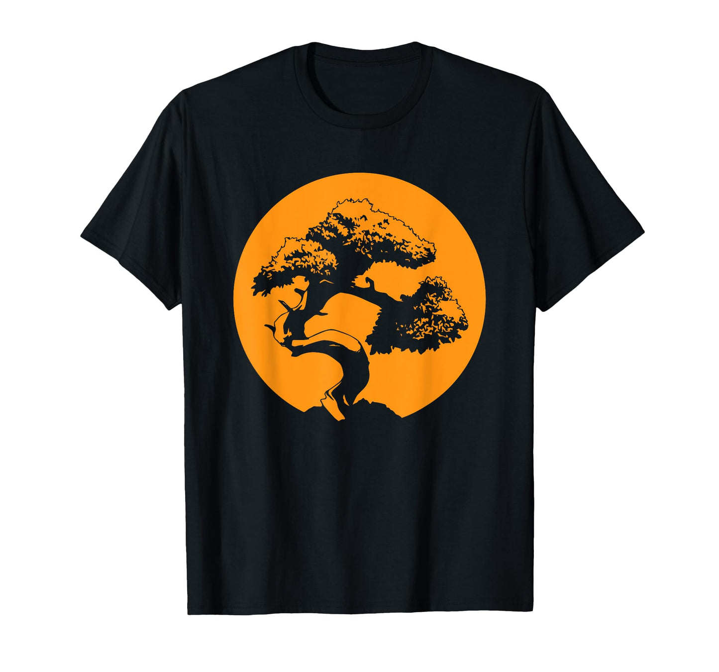 Japanese Bonsai Tree with Orange Sunset T-Shirt