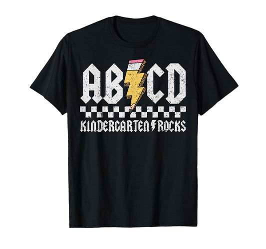 ABCD Kindergarten Rocks Pencil Lightning Teachers Rock Boys T-Shirt