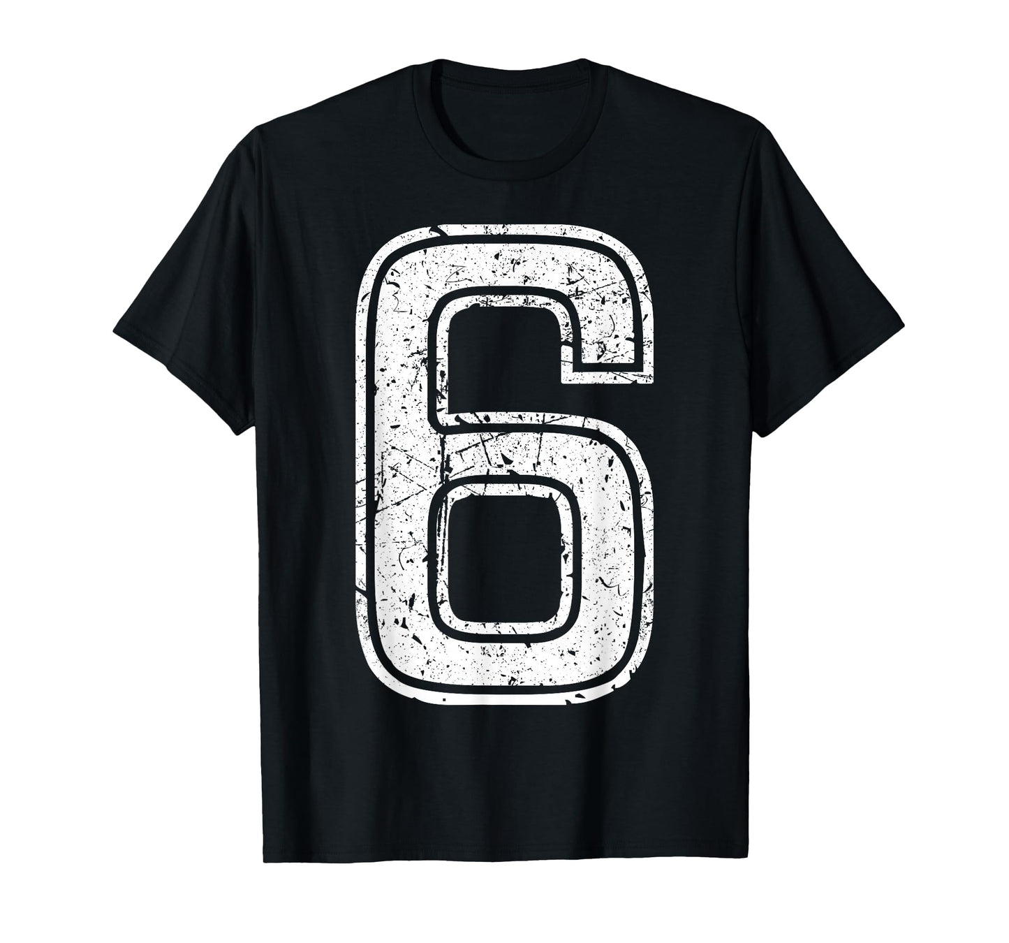 Vintage White Sports Team Number #6 T-Shirt
