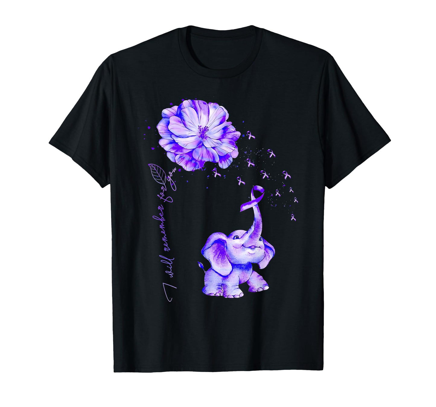 I'll Remember For You Purple Elephant Alzheimer's Awareness T-Shirt