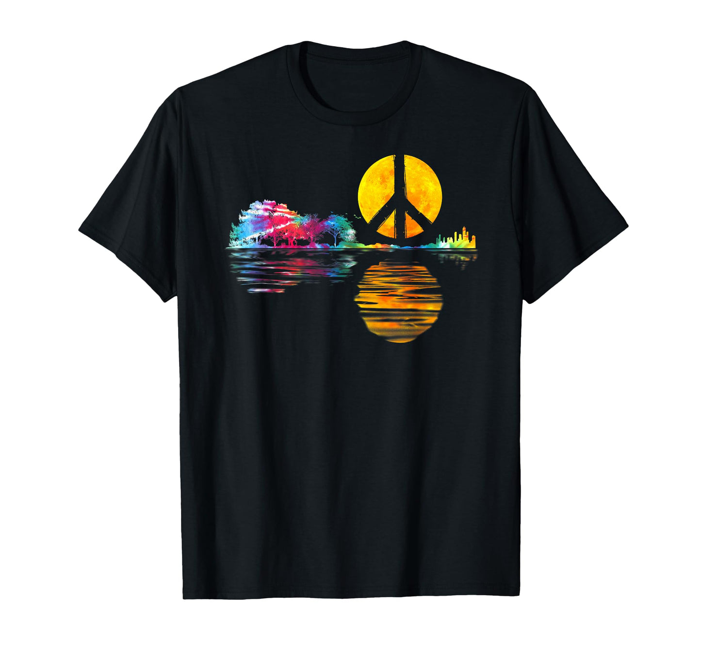 Hippie Guitar Moon I Guitarist Musician Peace Sign T-Shirt