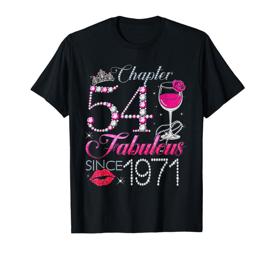 Chapter 54 Fabulous Since 1971 54th Birthday Queen Diamond T-Shirt