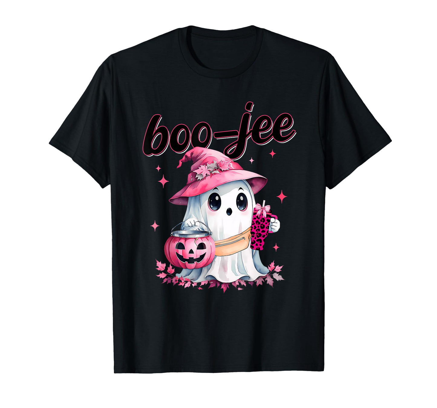 Boujee Boo Jee Spooky Ghost Pink Halloween Pumpkin Costumes T-Shirt