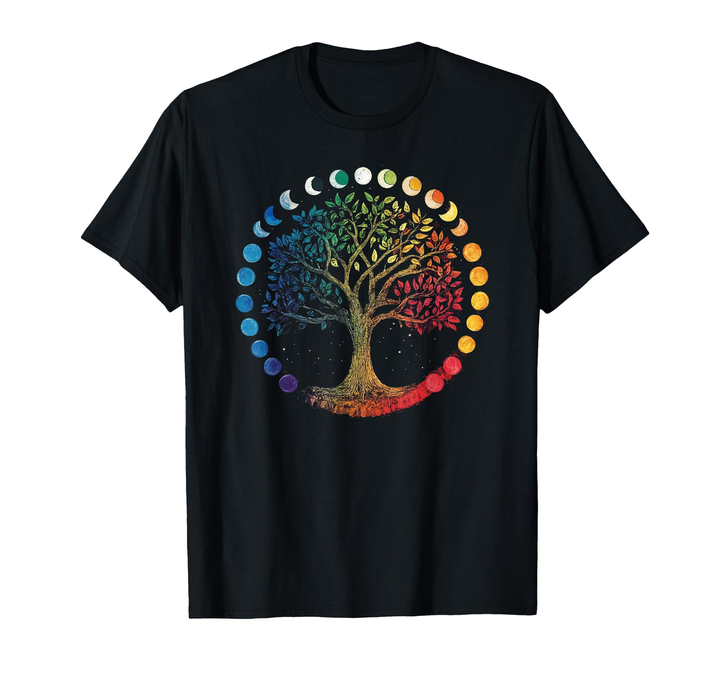 Phases Of The Moon Tree Chakra Yoga Yogi Meditation T-Shirt