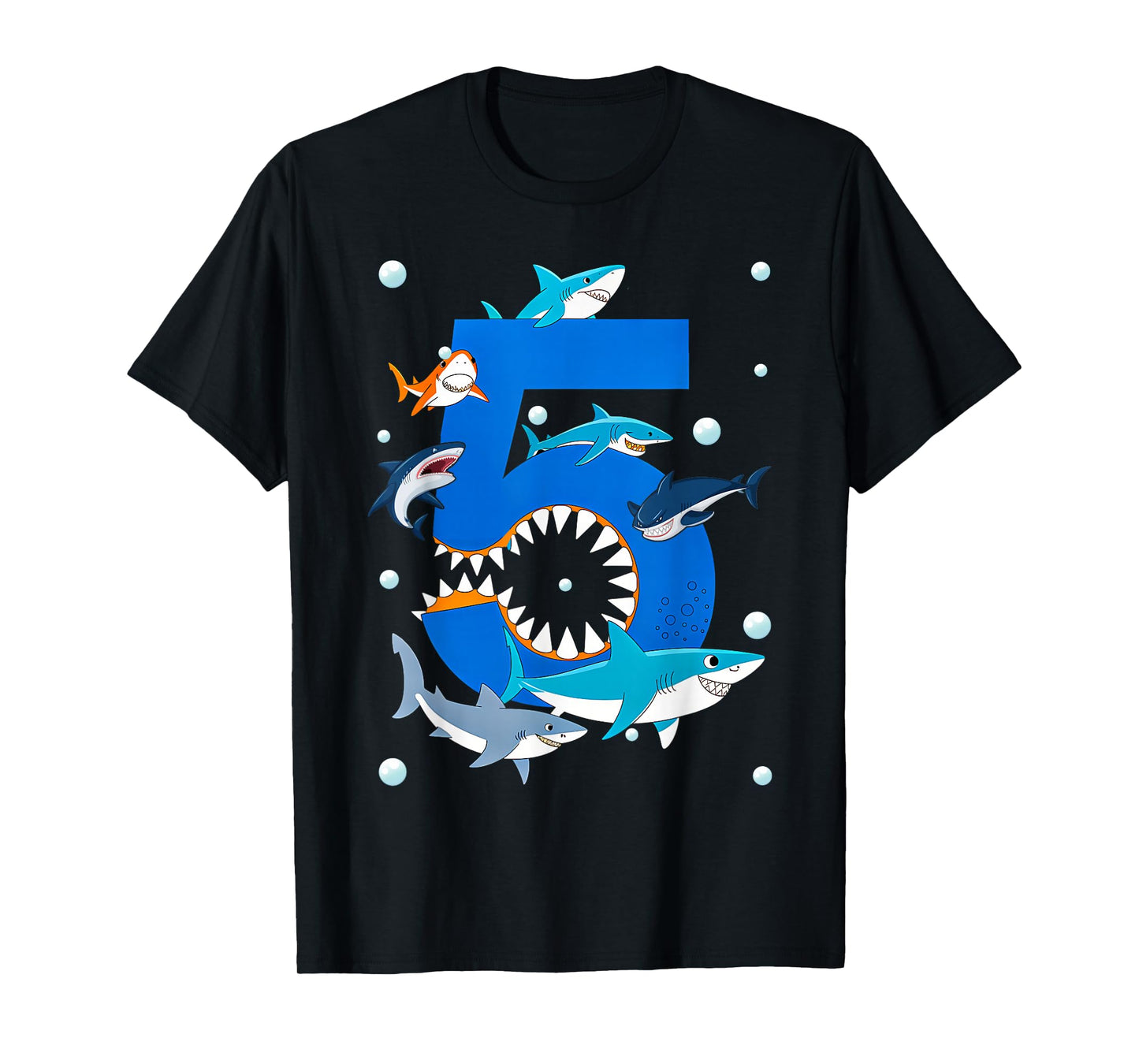 5th Birthday Boys Shark White Shark T-Shirt