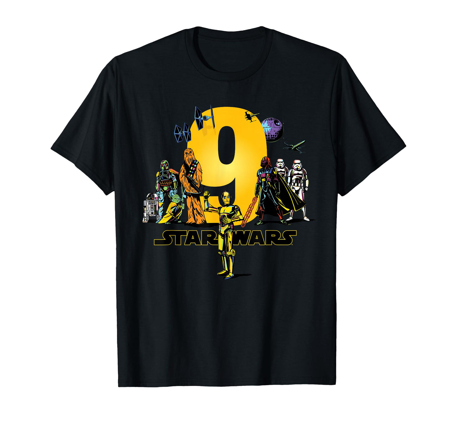 Star Wars Classic Characters Ninth Birthday 9 Years Old T-Shirt