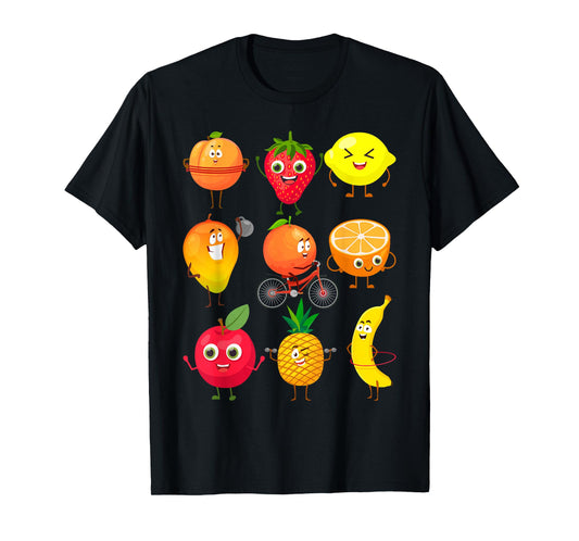 Funny Fruits Collage Fruit and Vegetables T-Shirt