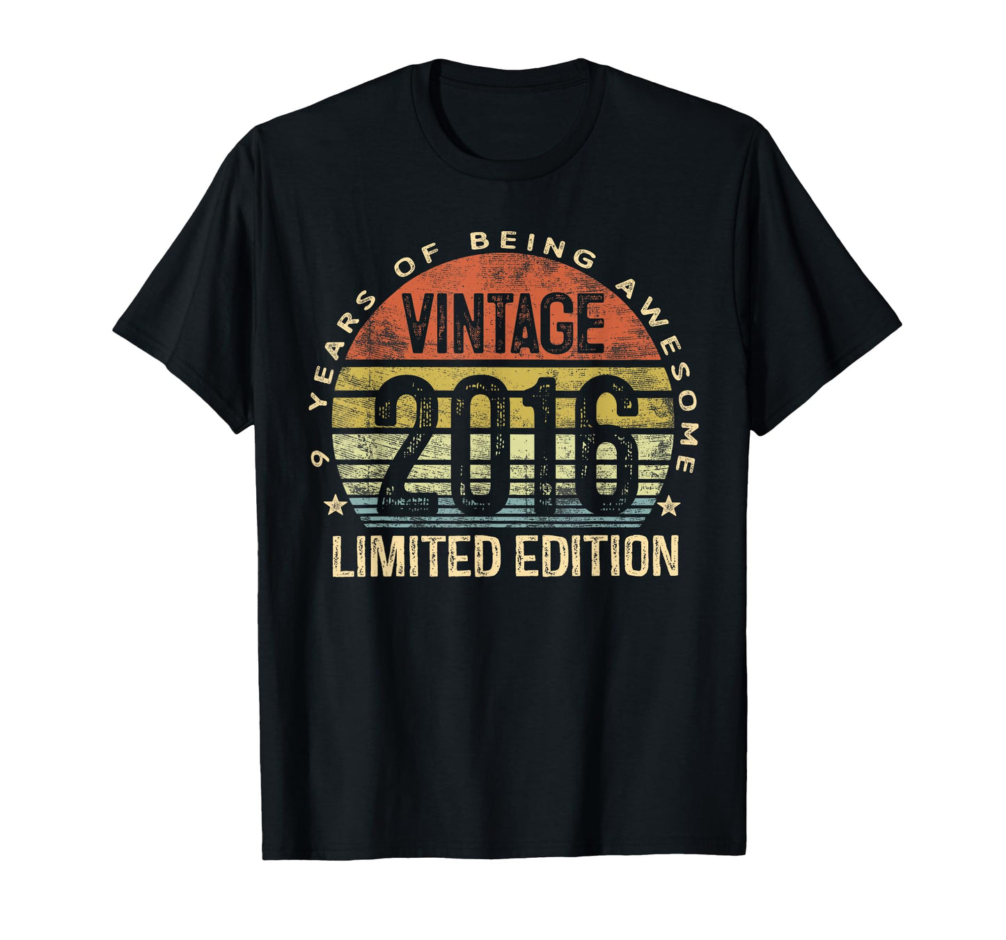 Vintage 2016 Limited Edition 9-Year-Old Gifts 9th Birthday T-Shirt